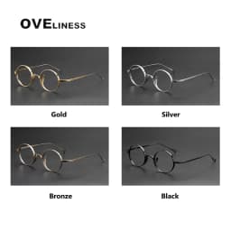 Pure Titanium Glasses Frame for Men Retro Round Prescription Eyeglasses frames Women 2025 Vintage Myopia Optical male Eyewear