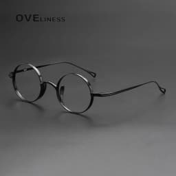 Pure Titanium Glasses Frame for Men Retro Round Prescription Eyeglasses frames Women 2025 Vintage Myopia Optical male Eyewear
