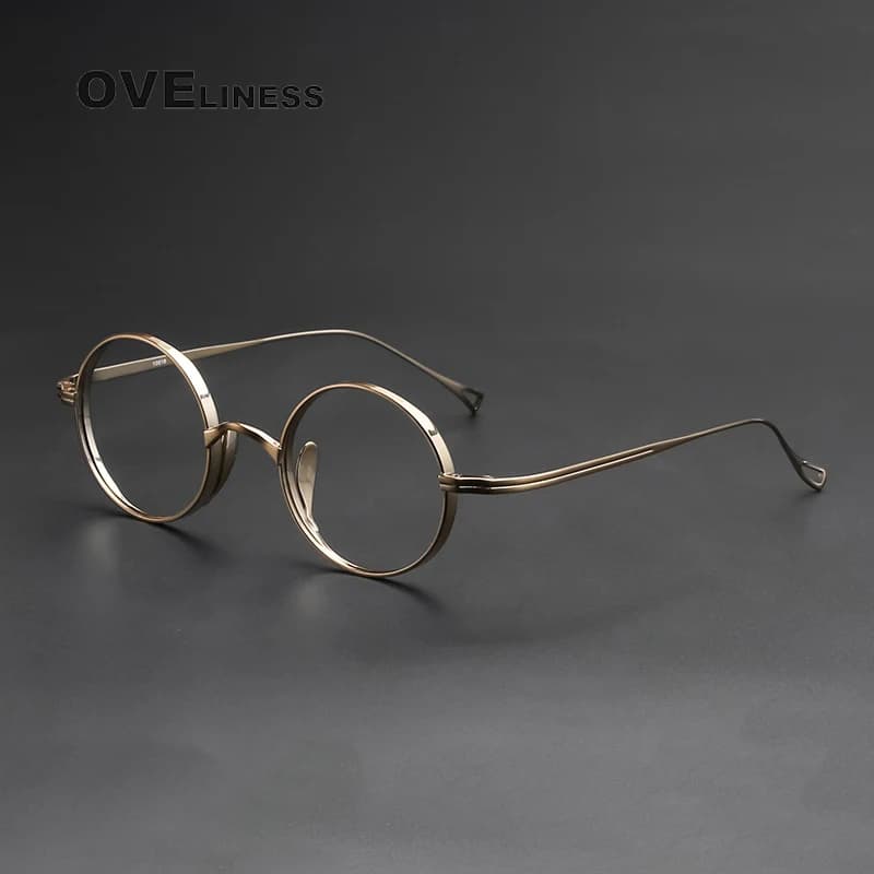 Pure Titanium Glasses Frame for Men Retro Round Prescription Eyeglasses frames Women 2025 Vintage Myopia Optical male Eyewear