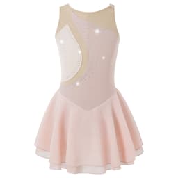 Kids Girls Mesh Splice Rhinestone Figure Ice Skating Dress Ballet Dance Stage Performance Dance Costumes