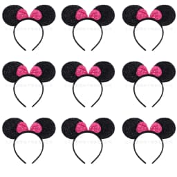 12PCS WholesaleWomen Girl Mouse Ears Headbands Hair Hoop Party Cosplay Bows Hairband Headwear Fashion Hair Accessories