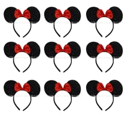12PCS WholesaleWomen Girl Mouse Ears Headbands Hair Hoop Party Cosplay Bows Hairband Headwear Fashion Hair Accessories