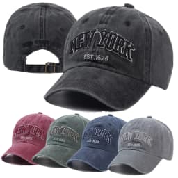 2026 New York Washed Cotton Cap For Men Women Gorras Snapback Caps Baseball Caps Sun Protection Casquette Dad Hat Outdoors Cap