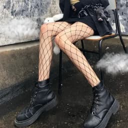 Lolita Cosplay Girls Long Fishnet Body Stockings Fish Net Pantyhose Mesh Nylon Tights Sexy Women Skin Thigh High Waist Hosiery