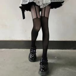 Lolita Cosplay Girls Long Fishnet Body Stockings Fish Net Pantyhose Mesh Nylon Tights Sexy Women Skin Thigh High Waist Hosiery