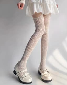 Lolita Cosplay Girls Long Fishnet Body Stockings Fish Net Pantyhose Mesh Nylon Tights Sexy Women Skin Thigh High Waist Hosiery