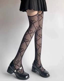 Lolita Cosplay Girls Long Fishnet Body Stockings Fish Net Pantyhose Mesh Nylon Tights Sexy Women Skin Thigh High Waist Hosiery