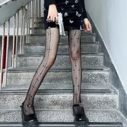 Lolita Cosplay Girls Long Fishnet Body Stockings Fish Net Pantyhose Mesh Nylon Tights Sexy Women Skin Thigh High Waist Hosiery