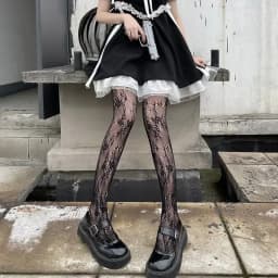 Lolita Cosplay Girls Long Fishnet Body Stockings Fish Net Pantyhose Mesh Nylon Tights Sexy Women Skin Thigh High Waist Hosiery