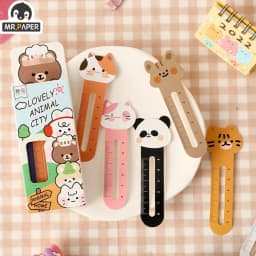 Mr. Paper 30Pcs/50Pcs Cartoon Animal Bookmark Cute Bear Kitten Student Ruler Bookmark Students Supplies