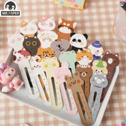 Mr. Paper 30Pcs/50Pcs Cartoon Animal Bookmark Cute Bear Kitten Student Ruler Bookmark Students Supplies