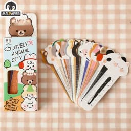 Mr. Paper 30Pcs/50Pcs Cartoon Animal Bookmark Cute Bear Kitten Student Ruler Bookmark Students Supplies