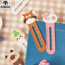 Mr. Paper 30Pcs/50Pcs Cartoon Animal Bookmark Cute Bear Kitten Student Ruler Bookmark Students Supplies