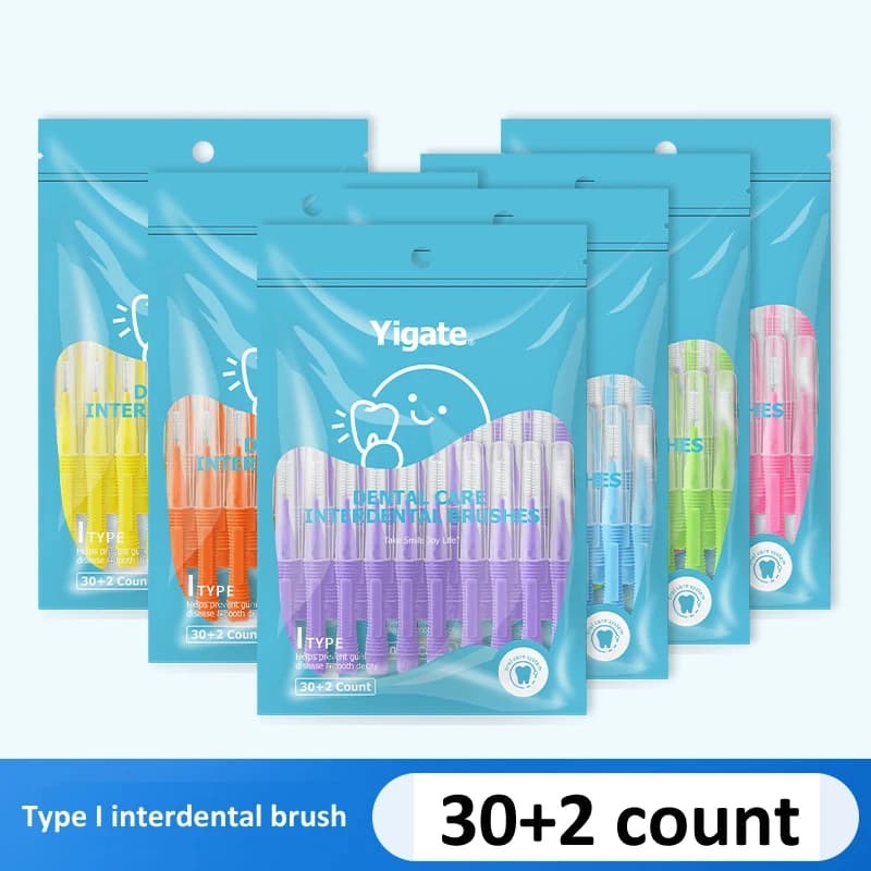 32Pcs 0.4-1.0mm Dental Slim Soft Interdental Brush Tooth Oral Hygiene Care Teeth Orthodontic Interdental Brush Tooth Cleaning