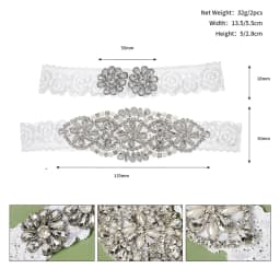 Miallo Bride Sexy Lace Flower Rhinestones Pearls Wedding Garter Belt Bridal Thigh Leg Garter Ring For Women