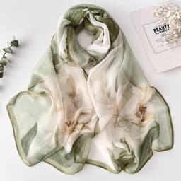 Green Grass Women Elegant Chiffon Georgette Bandana Scarf Summer Beach Sunscreen Thin Hijab
