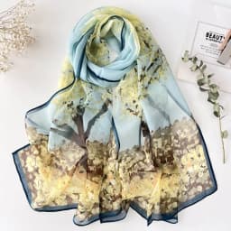 Green Grass Women Elegant Chiffon Georgette Bandana Scarf Summer Beach Sunscreen Thin Hijab