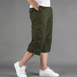 Capri Long Cargo Shorts Men 2026 Summer Casual Cotton Multi Pockets Hot Breeches Cropped Trousers Military Camouflage Shorts 5XL