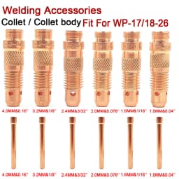 Argon Welding Torch Consumable Collet Body 1.0mm 1.6mm 2.0mm 2.4mm 3.2mm 4.0mm WP17 WP18 WP26 TIG Tungstens Electrodes Collet
