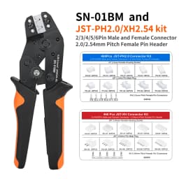 SN-01BM Micro Connector Ratchet Crimping Tool Kit Jst PH2.0/XH2.54 Terminals Wire Crimper Plier Set Mini Clamp Tool