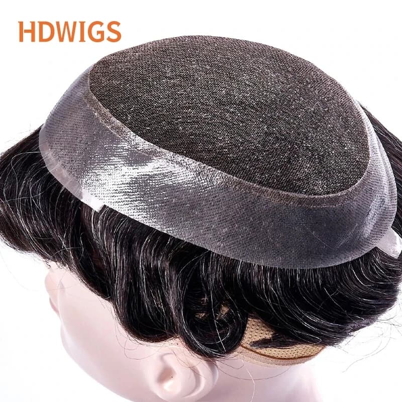 Australia Man Toupee Lace PU Indian Human Hair Wigs High Quality Men's Capillary Prothesis Natural Real Hair System Replacement