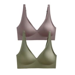 2Pcs/Set Seamless Bras For Women Wireless Underwear Push Up Bralette Soft Padded Deep V Sexy Lingerie Sleepwear Intimates S-3XL
