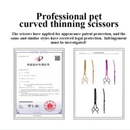 Fenice Professional JP440c 7 inch High quality Pet dog Grooming Scissors Curved thinning Shears Chunker Thinner Scissors