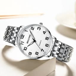 Elderly Watches Waterproof Big Number 41mm Dial Light Luxury Gold Steel Watch Men's Fashion Quartz Wristwatches Clock UTHAI H10