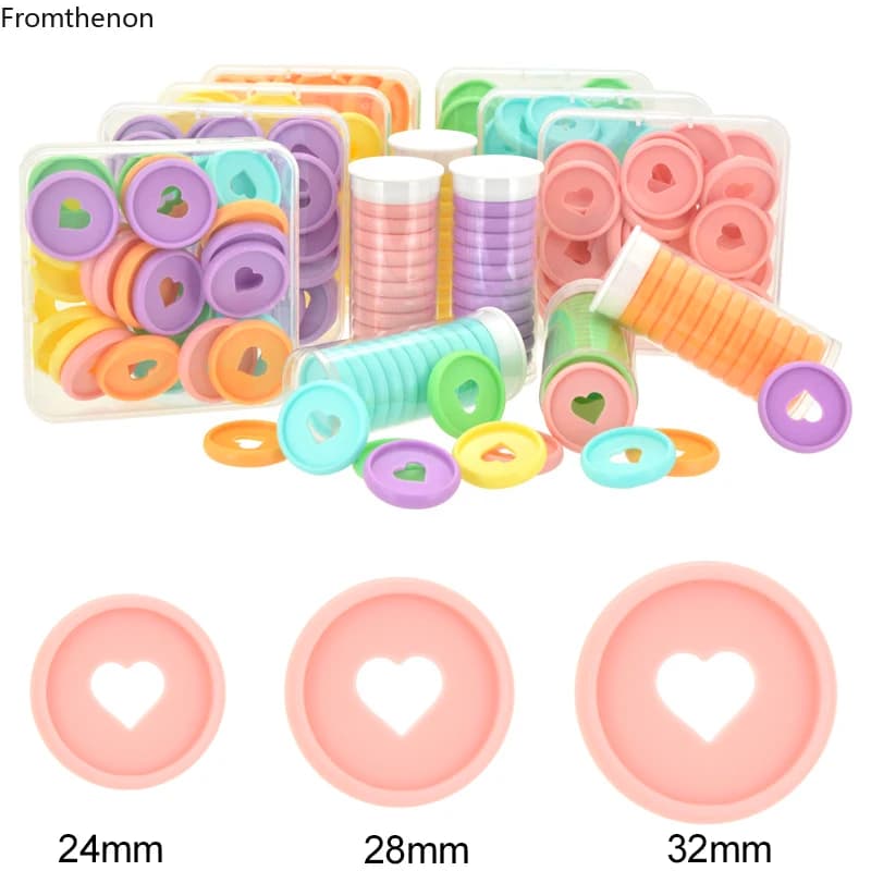 Fromthenon Binder Notebook Plastic Disc Rings 28/32/24mm Macaroon Color Binding Discs in Heart Shape for Mushroom Hole Planner