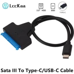 LccKaa SATA 3 to Type-C Cable USB 3.1 C to SATA Adapter Up to 6 Gbps Support 2.5 Inches SSD HDD Hard Drive 22 Pin SATA Cable