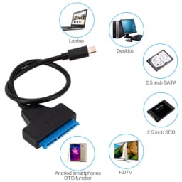 LccKaa SATA 3 to Type-C Cable USB 3.1 C to SATA Adapter Up to 6 Gbps Support 2.5 Inches SSD HDD Hard Drive 22 Pin SATA Cable