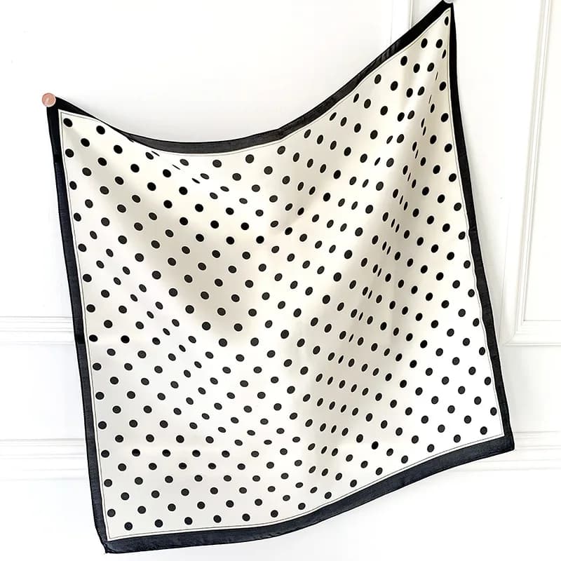 2023 Luxury Square Silk Scarf Women Luxury Polka Dot Shawls and Wraps Fashion Small Bag Scarves Hair Tie Bandanas Hijab 70*70Cm