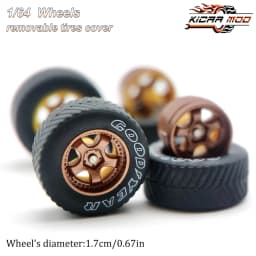 1/64 Model Car Wheels with Rubber All Terrain Tires Work S1 Refitting Parts for Off-road Vehicle MINIGT D: 17mm 1 Set