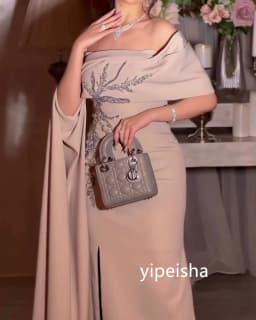 Customized Sexy Jersey Pleat A-line Off-the-shoulder Midi Dresses Prom Classic Exquisite Modern Style Pastrol Unisex Chi
