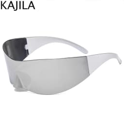 Y2K Cyber Punk One-Piece Sports Sunglasses Women Men 2025 Luxury Brand Windproof Rimless Sun Glasses For Ladies Shield Eyewear