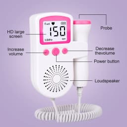 Fetal Doppler Heartbeat Detector for Baby,Fetal Heart Detection Instrument for Prenatal Infants,LCD Backlight Pulse Meter,No Rad