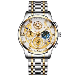 BINBOND Luxury Fashion Casual Quartz Men Watch Stainless Steel Strap Luxury Dial Luminous 30M Waterproof Business Men Wristwatch