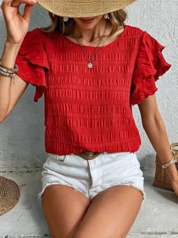 Summer Elegant Solid Shirt for Women Casual Office Lady Blouses Vintage Butterfly Sleeve O Neck Tops