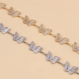 Silver and gold Metal Belly Chain For Women Cute Rhinestone Butterfly Belly Hip Chain Waist Belt For Women