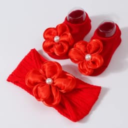 Lovely Pearl Baby Headband Socks Set Cotton Sock Lace Flower Newborn Hair Band Elastic Turban Girl Hair Accessories 0-1 Years