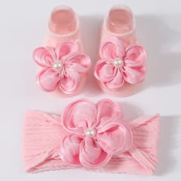 Lovely Pearl Baby Headband Socks Set Cotton Sock Lace Flower Newborn Hair Band Elastic Turban Girl Hair Accessories 0-1 Years