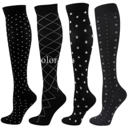 4 Pairs/Pack Compression Socks High Sports Socks for Women Men Running Hiking Edema Diabetes Varicose Veins Socks 20-30mmHg