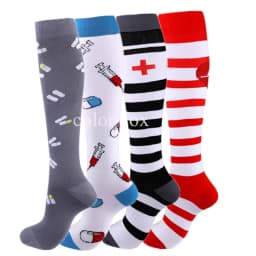 4 Pairs/Pack Compression Socks High Sports Socks for Women Men Running Hiking Edema Diabetes Varicose Veins Socks 20-30mmHg