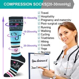 4 Pairs/Pack Compression Socks High Sports Socks for Women Men Running Hiking Edema Diabetes Varicose Veins Socks 20-30mmHg