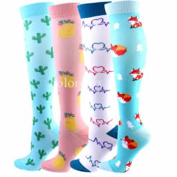 4 Pairs/Pack Compression Socks High Sports Socks for Women Men Running Hiking Edema Diabetes Varicose Veins Socks 20-30mmHg