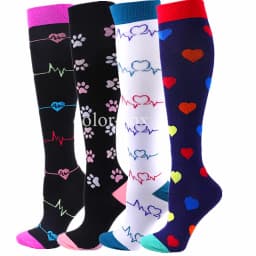 4 Pairs/Pack Compression Socks High Sports Socks for Women Men Running Hiking Edema Diabetes Varicose Veins Socks 20-30mmHg