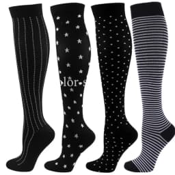 4 Pairs/Pack Compression Socks High Sports Socks for Women Men Running Hiking Edema Diabetes Varicose Veins Socks 20-30mmHg