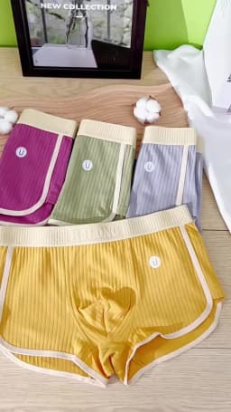 3PCS/Pack 100% Cotton Solid Striped Men's Boxer Sexy Breathable Mesh U Crotch Underwear High Elastic Widen Waistband Underpants