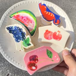 New Irregular Geometric Cherry Pineapple Cat Printed Hair Clip Claw For Women Plastic Fruits Barrette Party Hair Accessories