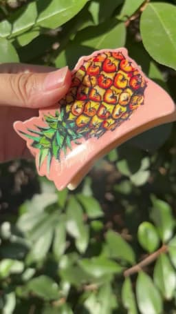 New Irregular Geometric Cherry Pineapple Cat Printed Hair Clip Claw For Women Plastic Fruits Barrette Party Hair Accessories